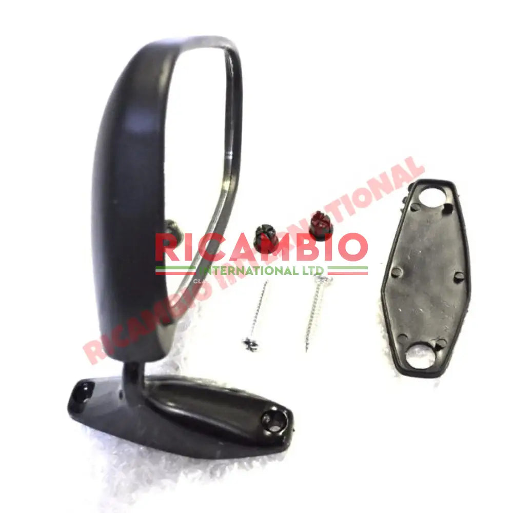 O/S (Right Hand) Black Plastic Mirror (TO CLEAR) - Classic Fiat 500,126,127,128 - Mirrors
