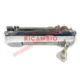 O/S Right Hand Chrome Door Handle & Keys - Fiat 127 128 - 127 & 128