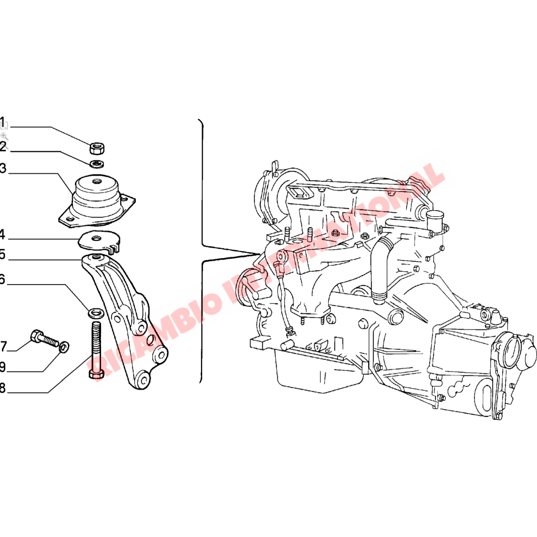 O/S Right Hand Engine Mount - Fiat Uno - Engine Parts