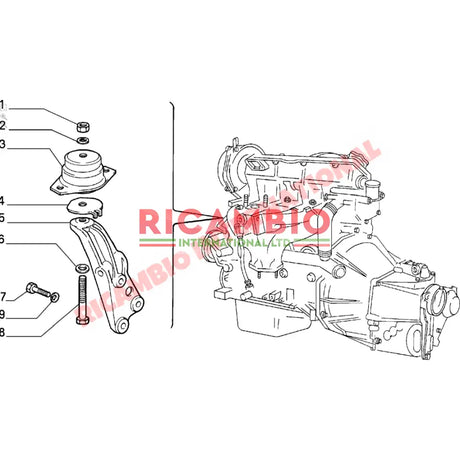 O/S Right Hand Engine Mount - Fiat Uno - Engine Parts