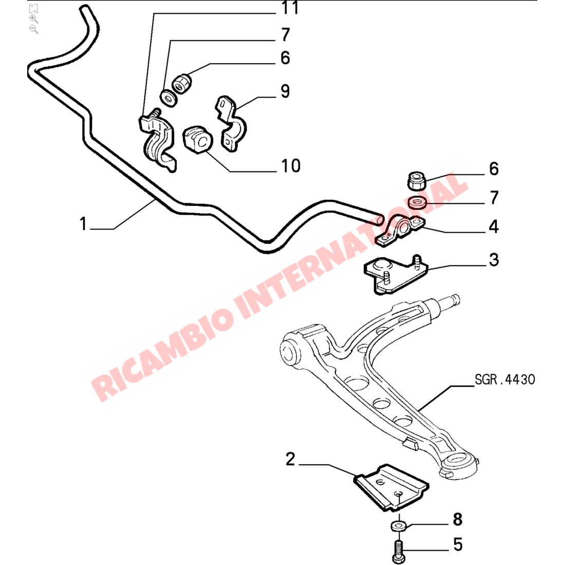 O/S Right Hand Front Anti Roll Bar Bracket & Bush Kit - Fiat Cinquecento,Seicento - Steering - Shaft & Suspension