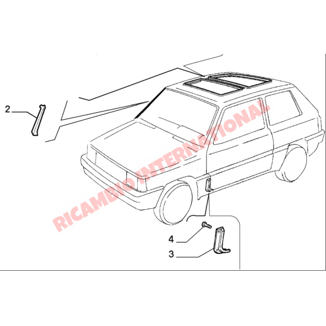 O/S Right Hand Front Carpet Trim & Screws (25mm fitting) - Classic Fiat Panda - Accessories & Interior Parts
