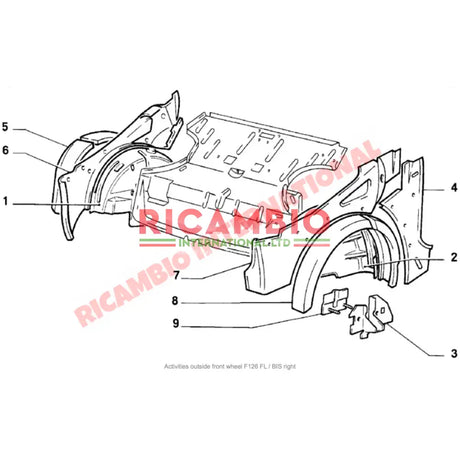 O/S Right Hand Front Inner Wheel Arch - Fiat 126 - Body Parts