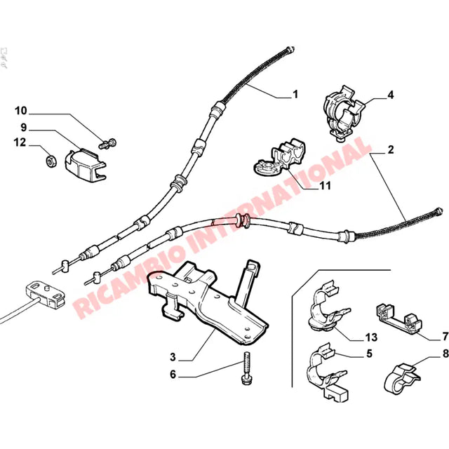 O/S Right Hand Handbrake Cable - Fiat Coupe all models - Brake Parts and Components