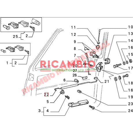 O/S Right Hand Inner Door Opening Handle (BROWN) - Classic Fiat Panda - Accessories & Interior Parts