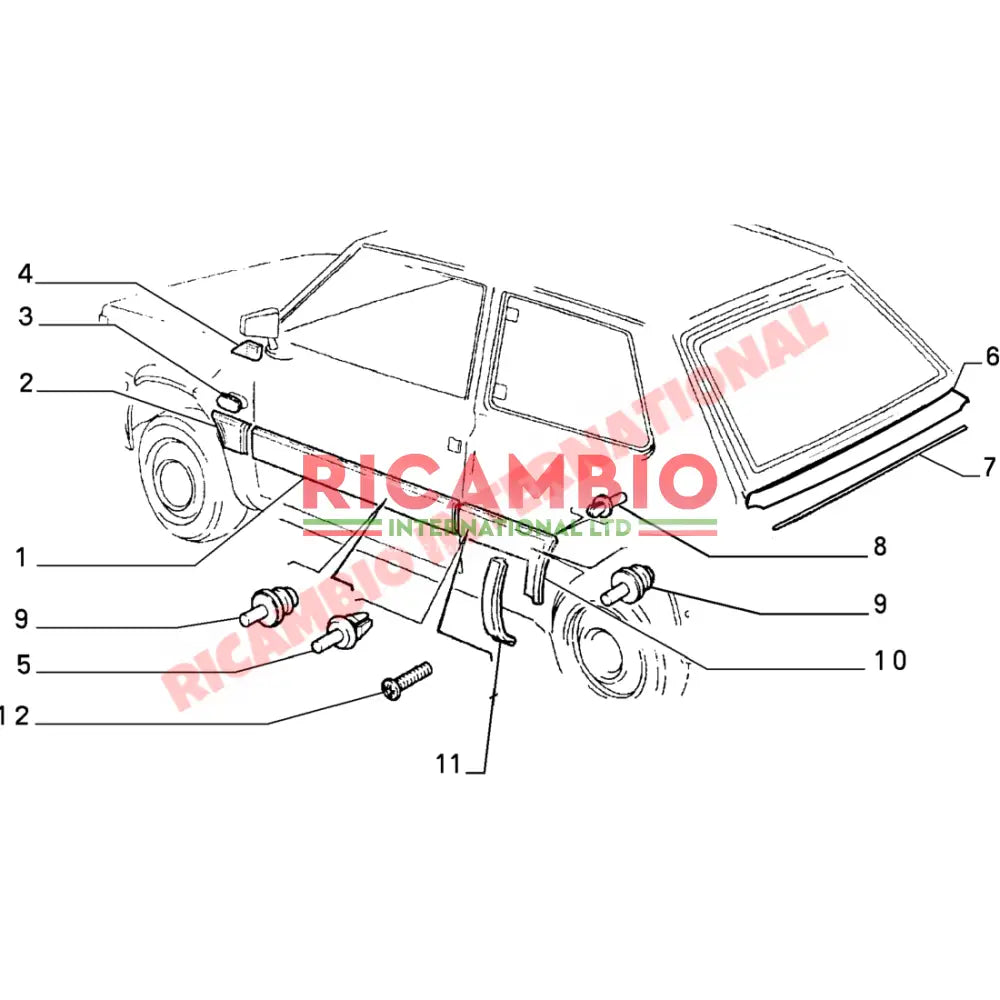 O/S Right Hand Rear Wheel Moulding & Clips - Classic Fiat Panda - Exterior Trim