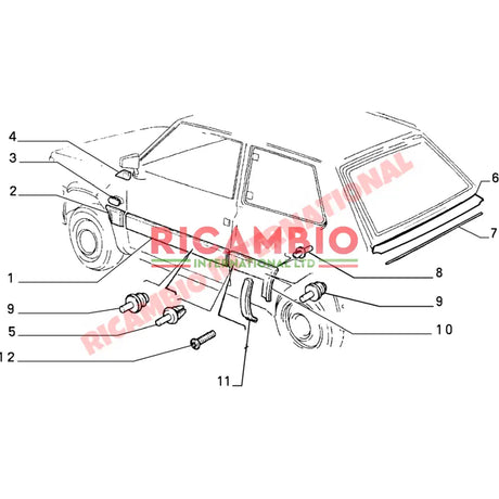 O/S Right Hand Rear Wheel Moulding & Clips - Classic Fiat Panda - Exterior Trim