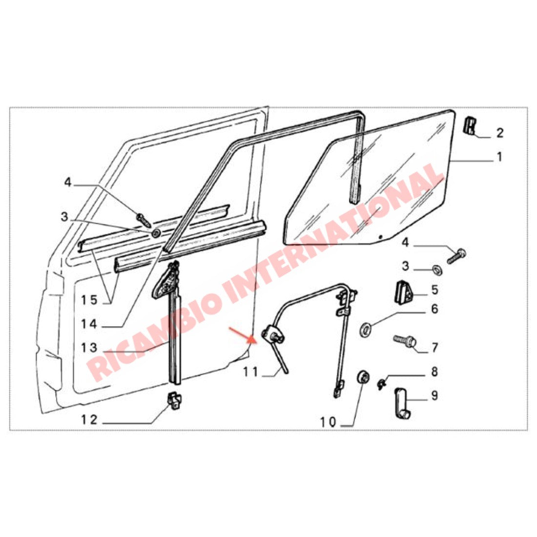 O/S Window Winder Regulator - Classic Fiat Panda - Accessories & Interior Parts