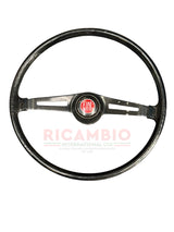 Original Black Steering Wheel & Horn Push - Classic Fiat 500 - Steering Related Items