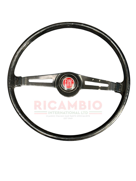 Original Black Steering Wheel & Horn Push - Classic Fiat 500 - Steering Related Items