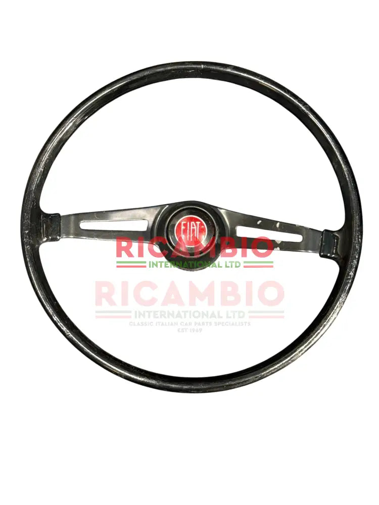 Original Black Steering Wheel & Horn Push - Classic Fiat 500 - Steering Related Items