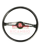 Original Black Steering Wheel & Horn Push - Classic Fiat 500 - Steering Related Items