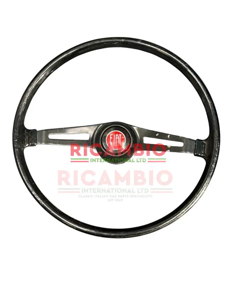 Original Black Steering Wheel & Horn Push - Classic Fiat 500 - Steering Related Items