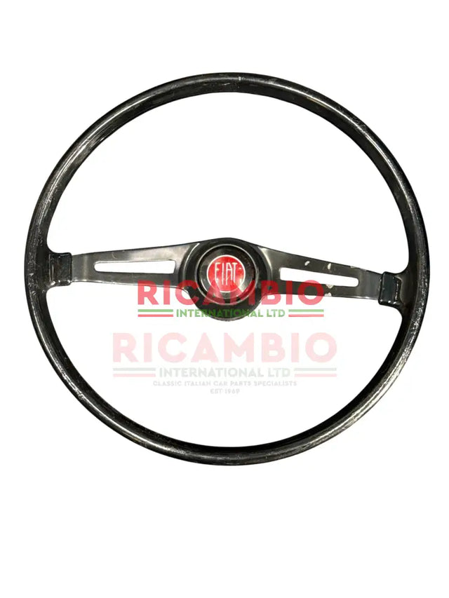 Original Black Steering Wheel & Horn Push - Classic Fiat 500 - Steering Related Items