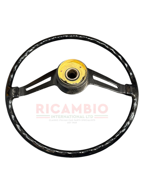 Original Black Steering Wheel & Horn Push - Classic Fiat 500 - Steering Related Items