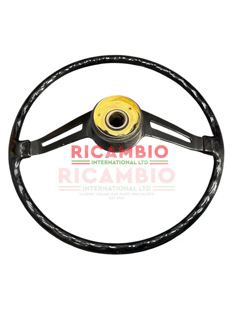 Original Black Steering Wheel & Horn Push - Classic Fiat 500 - Steering Related Items