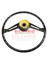 Original Black Steering Wheel & Horn Push - Classic Fiat 500 - Steering Related Items