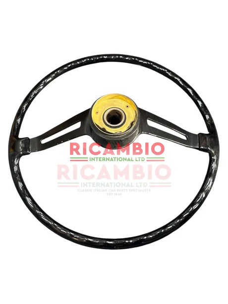 Original Black Steering Wheel & Horn Push - Classic Fiat 500 - Steering Related Items