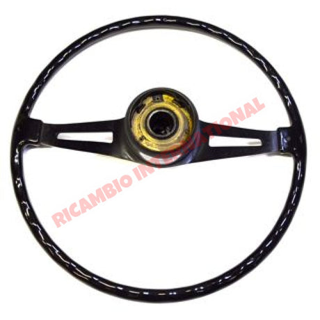 Original Black Steering Wheel & Horn Push - Classic Fiat 500 - Steering Related Items