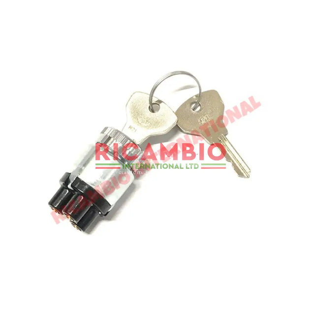 Original Dashboard Ignition Switch with Chrome Bezel & Keys - Classic Fiat 500 - Electrical