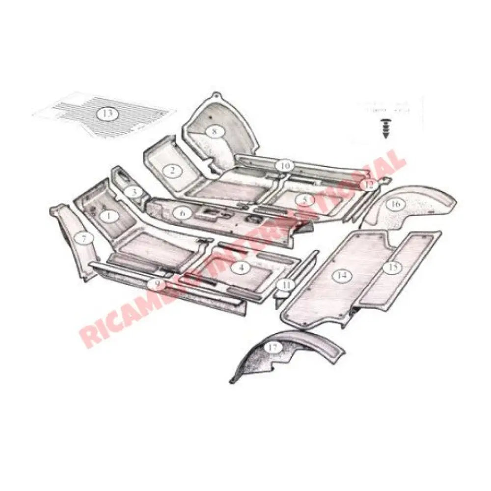 Original Rubber Mat Set (14 piece) - Fiat 600 - Interior Parts