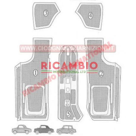 Original Rubber Mat Set (5 piece) - Autobianchi Bianchina Cabrio - Bianchina
