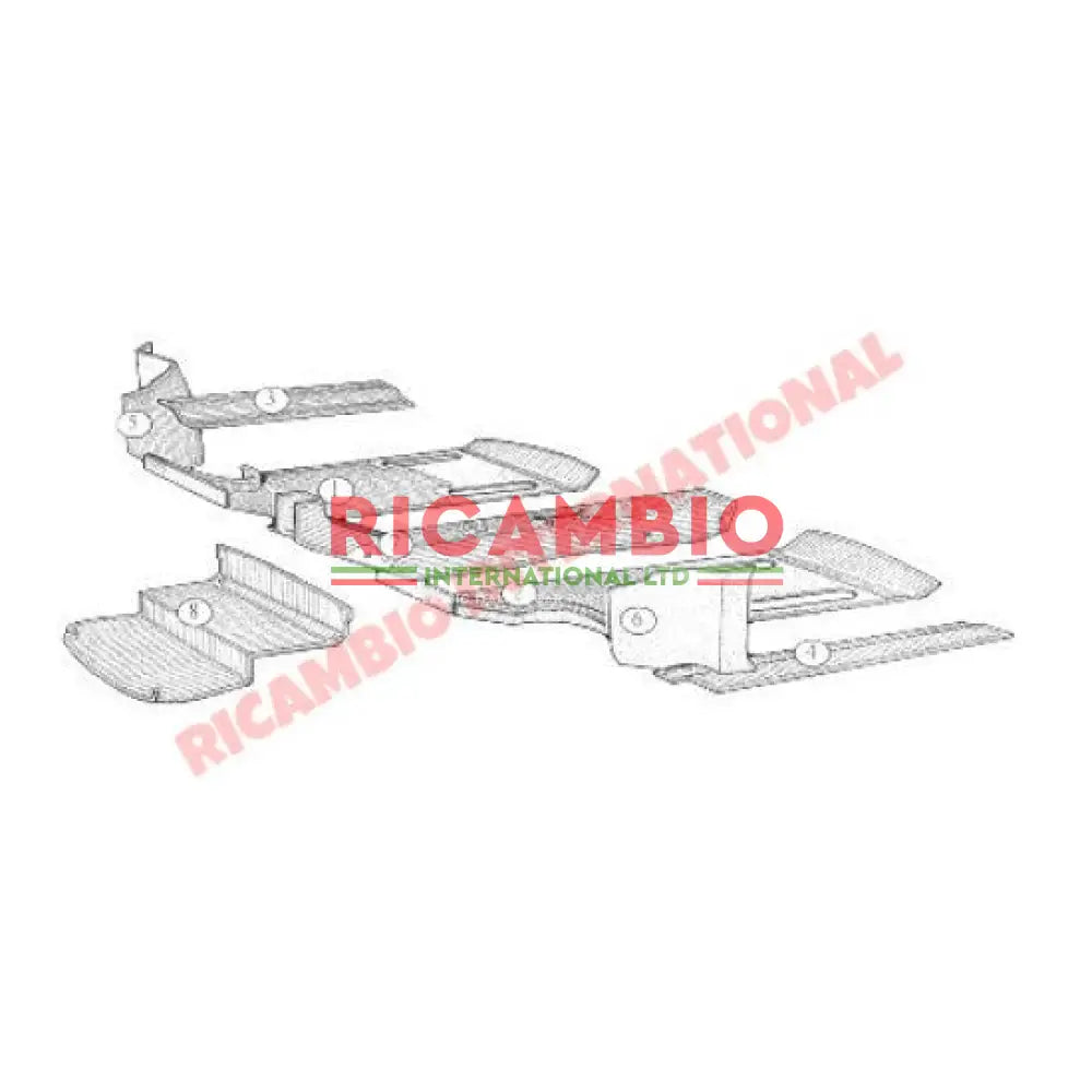 Original Rubber Mat Set (8 piece) - Fiat 850 - Front Lamps and Associated Items