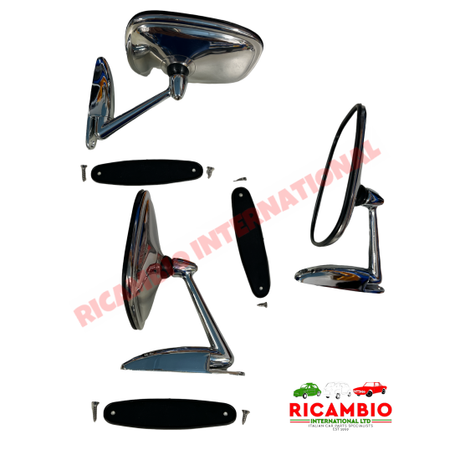Oval Chrome Mirror (Bolt on) - Classic Fiat 500 126,600,850,900,124,125,127,128,131 Topolino Autobianchi Bianchina
