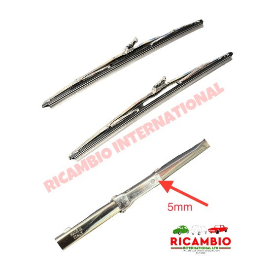 Pair of 6mm Chrome Wiper Blade (x2) - Classic Fiat 500 600 - Wiper - Washer & Associated Parts