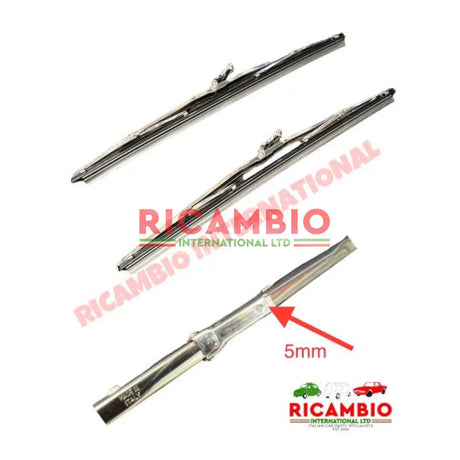 Pair of 6mm Chrome Wiper Blade (x2) - Classic Fiat 500 600 - Wiper - Washer & Associated Parts