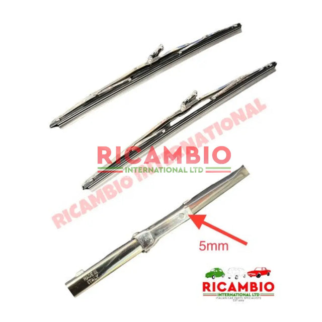 Pair of 6mm Chrome Wiper Blade (x2) - Classic Fiat 500 600 - Wiper - Washer & Associated Parts