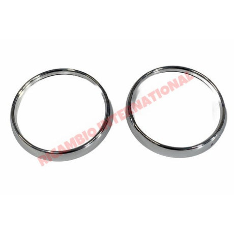 Pair of Chrome Headlamp Bezel - Autobianchi Bianchina - Exterior Trim