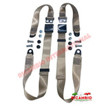 Pair of CREAM Lap Belts with Chrome Buckles - Classic Fiat 500 600 - Seat Belts & Safety