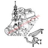 Pair of Engine Mount Support Studs Nuts (2) - Classic Fiat 500 126 - Engine & Mountings