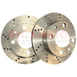 Pair of Front Drilled/Vented Brake Disc (For Disc Conversion) - Classic Fiat 500,126 - Uprated Brake Parts