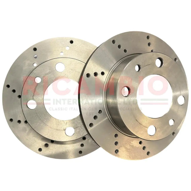 Pair of Front Drilled/Vented Brake Disc (For Disc Conversion) - Classic Fiat 500,126 - Uprated Brake Parts
