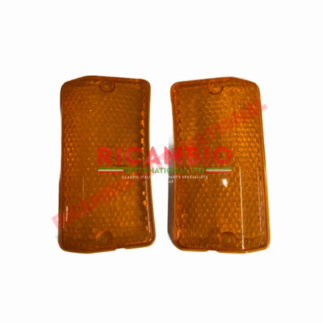 Pair of Front Indicator Lamp Lens Cover - Fiat 124 - Lights - Lamps & Lenses