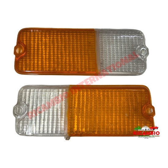 Pair of Front Indicator Lamp Lens - Fiat 127 Series 1 - Lights - Lamps and Lenses
