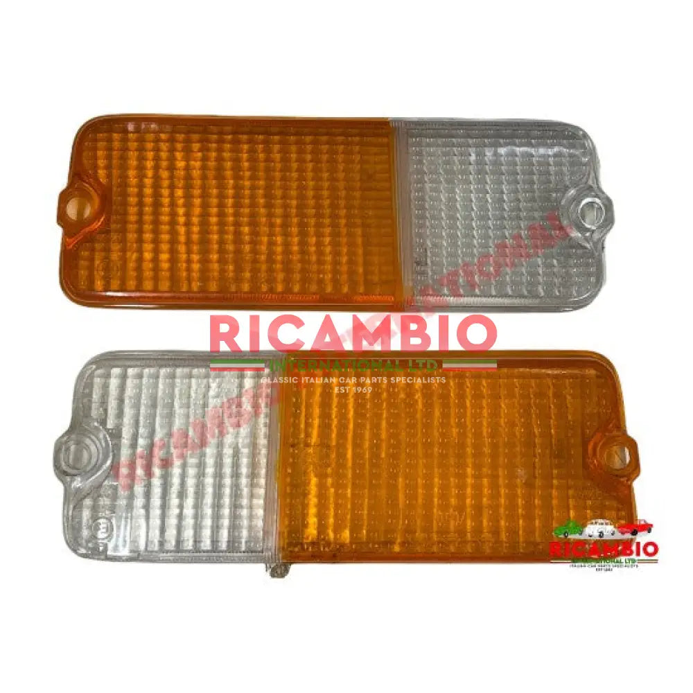 Pair of Front Indicator Lamp Lens - Fiat 127 Series 1 - Lights - Lamps and Lenses