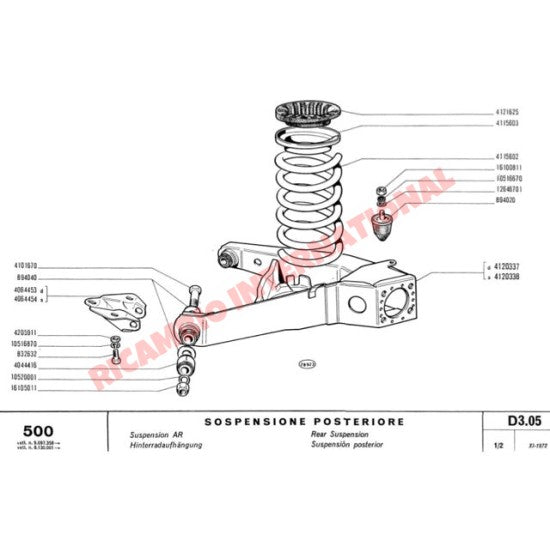 Pair of Rear Coil Spring Kit (Standard Size) - Classic Fiat 500G - Rear Suspension