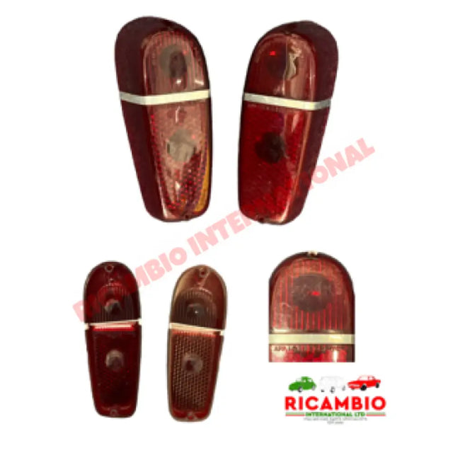 Pair of RED Rear Lens USA (2) - Classic Fiat 500 - Lights - Lamps and Lenses