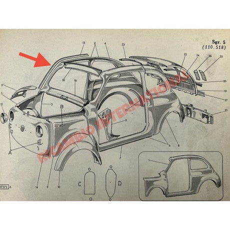 Pair of Roof Gutter Rails - Classic Fiat 500 N,D & Giardiniera - Repair Panels