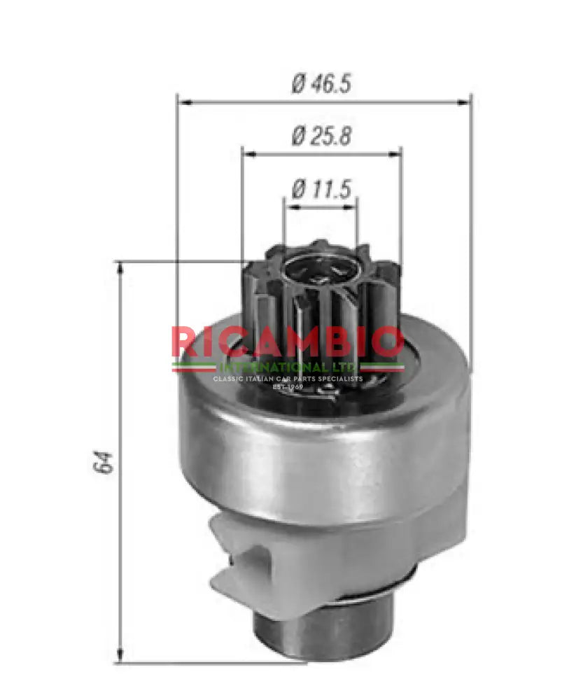 Pinion Starter Bendix - Classic Fiat Panda,Cinquecento,Seicento,Uno Tipo