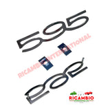 Polished Chrome ’595’ Metal Badge (Small) & Clips - Abarth