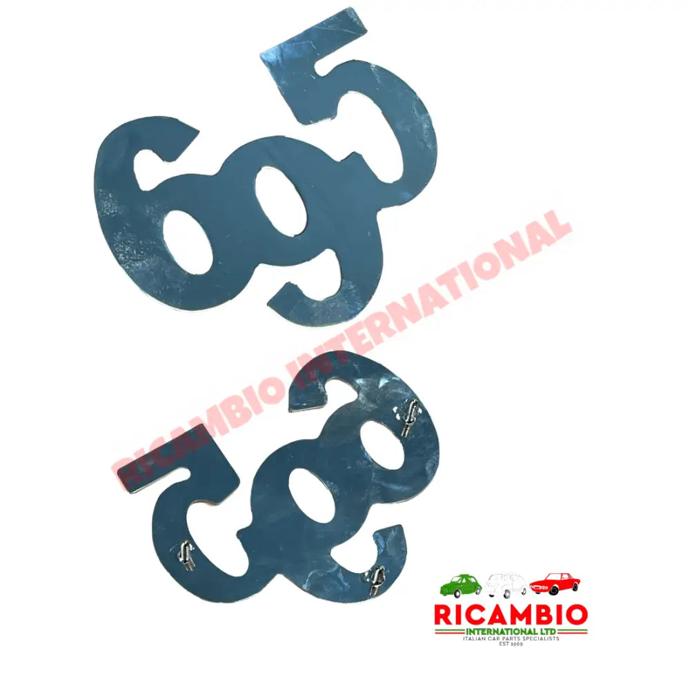 Polished Chrome ’695’ Metal Badge & Clips - Large (108mm x 85mm) - Abarth