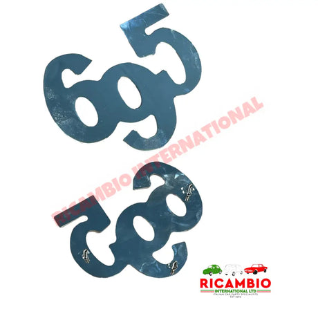 Polished Chrome ’695’ Metal Badge & Clips - Large (108mm x 85mm) - Abarth