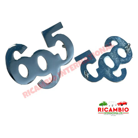 Polished Chrome ’695’ Metal Badge & Clips - Medium (62mm x 48mm) - Abarth