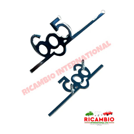 Polished Chrome ’695’ Metal Badge & Clips - Small (90mm x 31mm) - Abarth