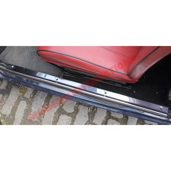 Polished Stainless Steel Inner Foot/Kick Plate Trim Kit (pair) & Screws - Classic Fiat 500 - Door Inner Kick Plates