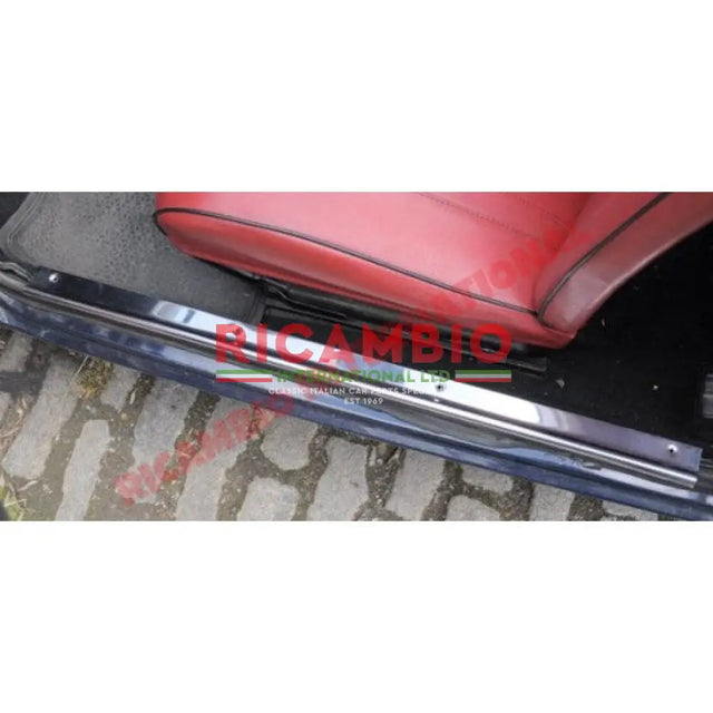 Polished Stainless Steel Inner Foot/Kick Plate Trim Kit (pair) & Screws - Classic Fiat 500 - Door Inner Kick Plates